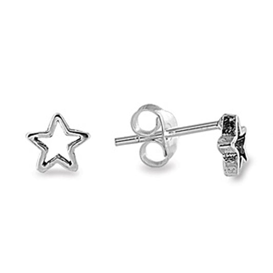 Open Star Stud Earrings in Sterling Silver