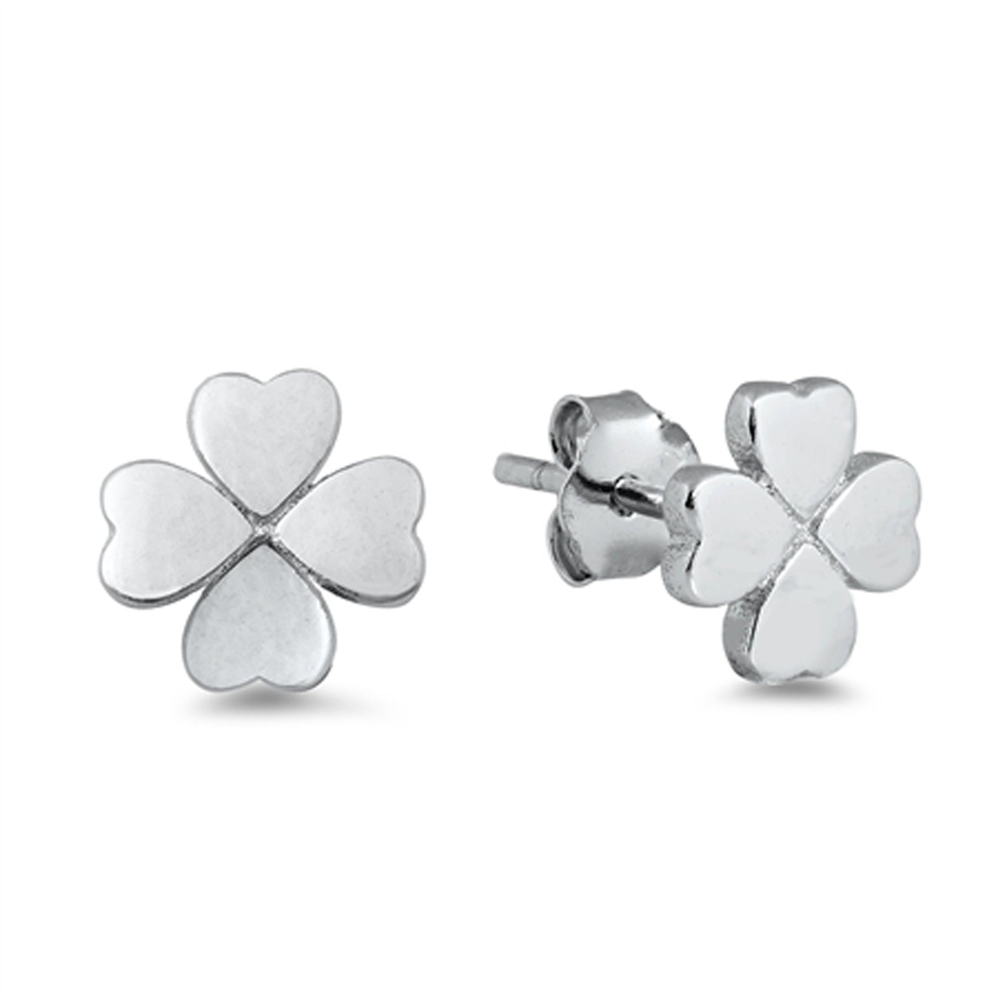 Four Leaf Clover Stud Earrings in Sterling Silver