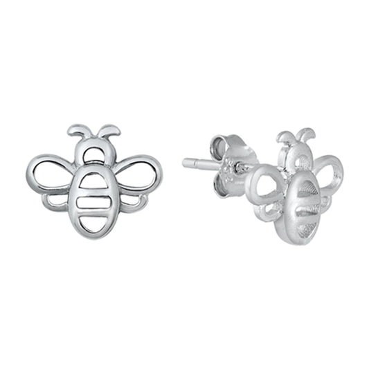 Whimsical Small Bee Stud Earrings in Sterling Silver