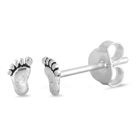 Tiny Feet Stud Earrings in Sterling Silver