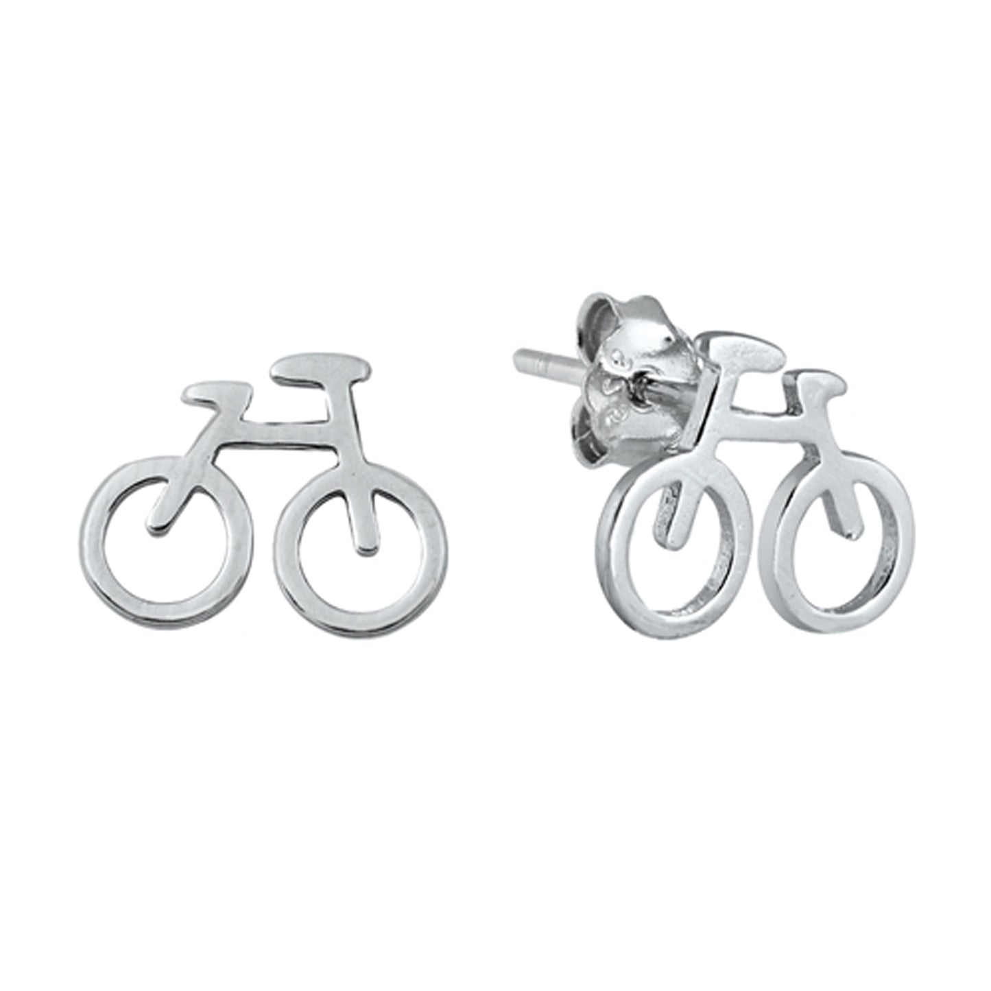 Whimsical Bicycle Stud Earrings in Sterling Silver