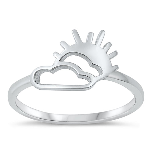 Rising Sun with Cloud Ring in Sterling Silver