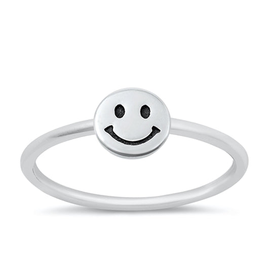 Smiling Face Stackable Minimalist Ring in Sterling Silver