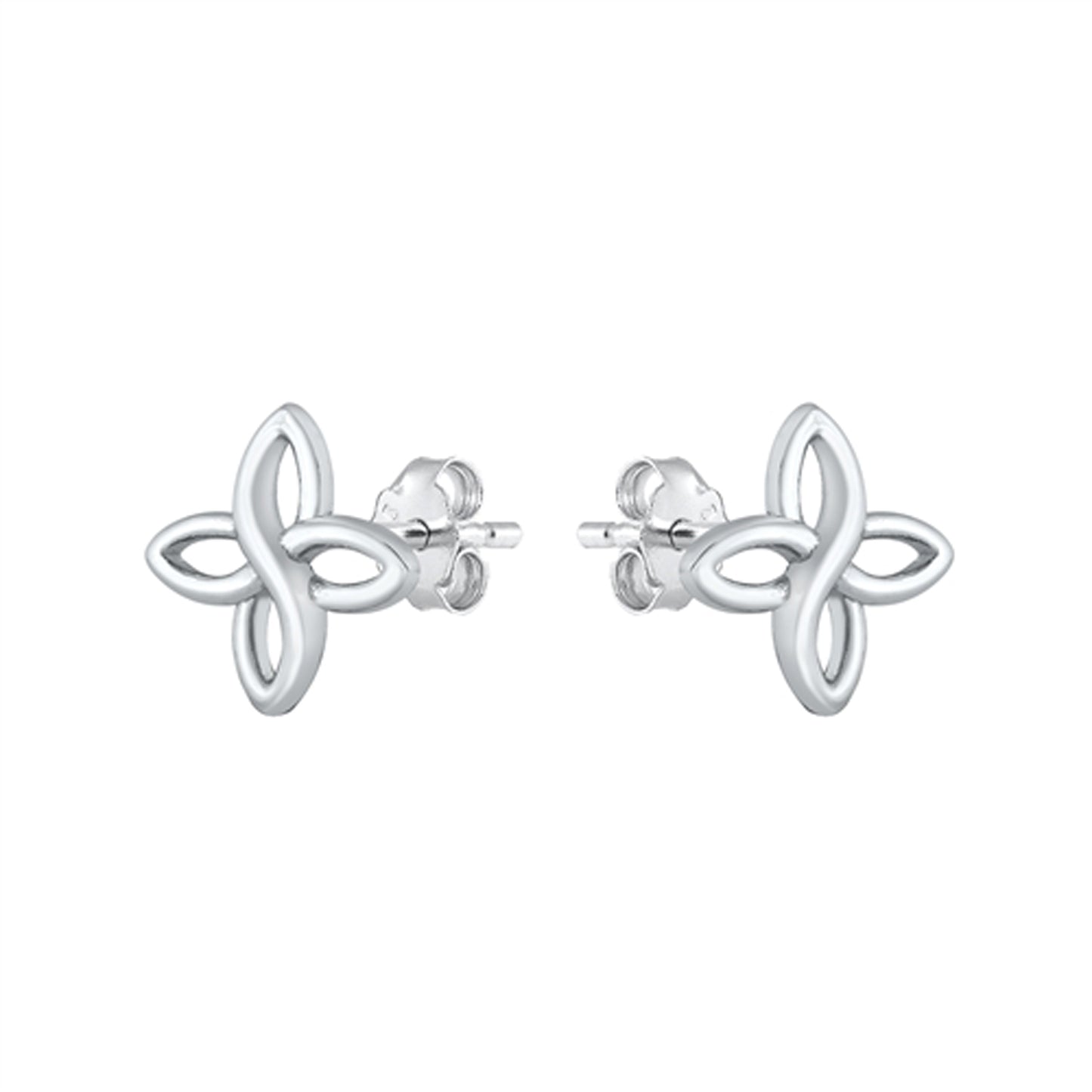 Loop Cross Stud Earrings in Sterling Silver