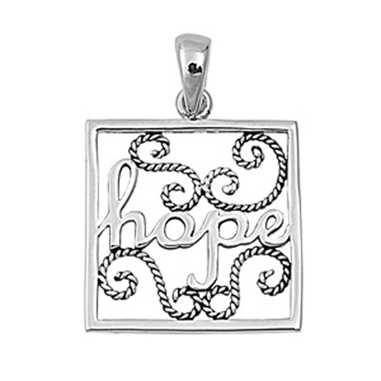 Hope Swirl Square Pendant in Sterling Silver