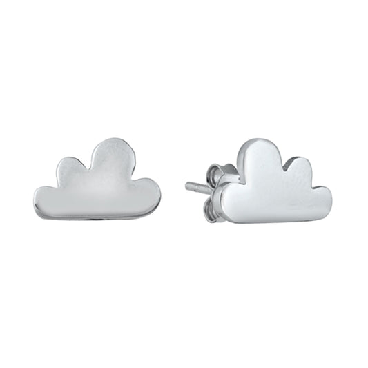 Whimsical Cloud Stud Earrings in Sterling Silver