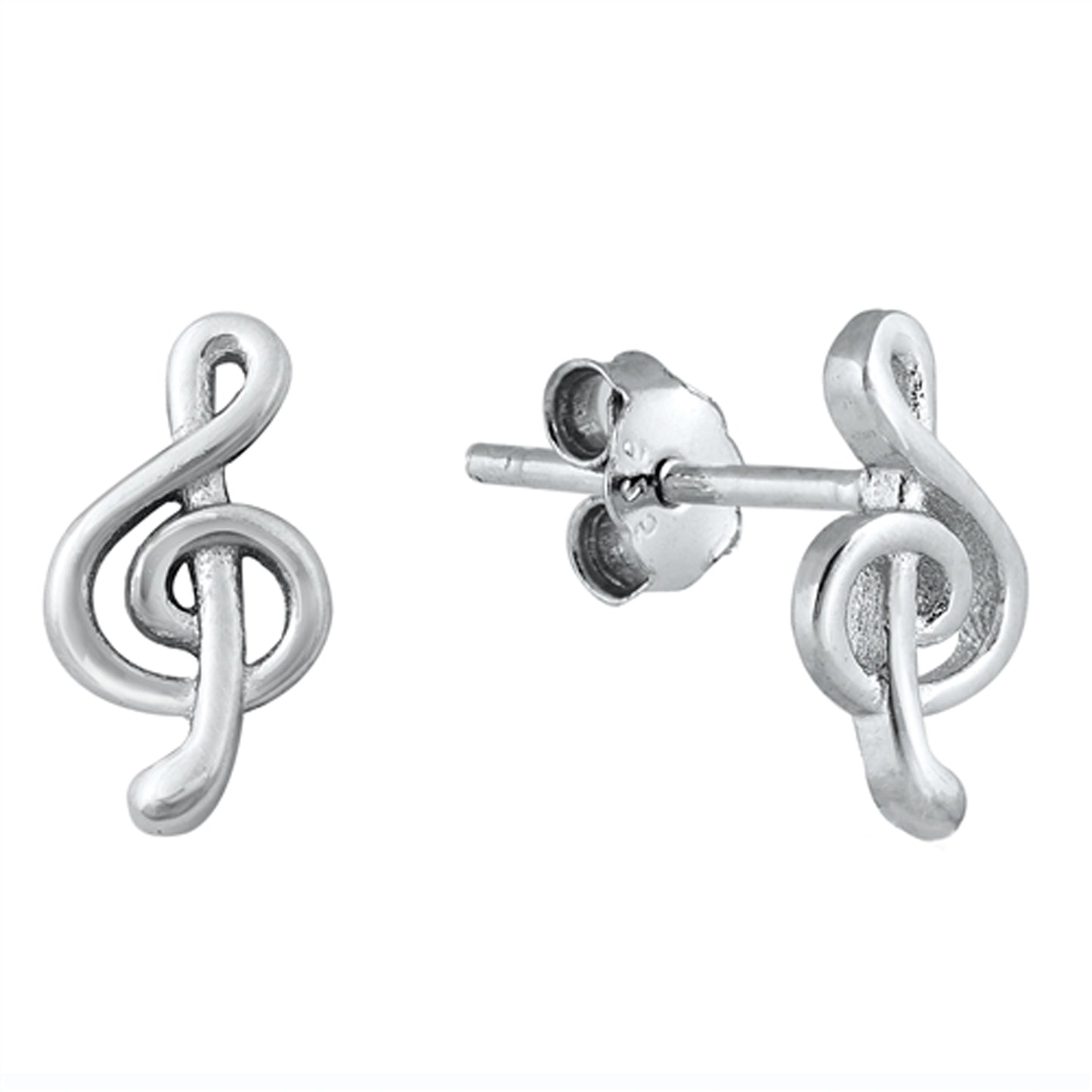 G-Clef Stud Earrings in Sterling Silver