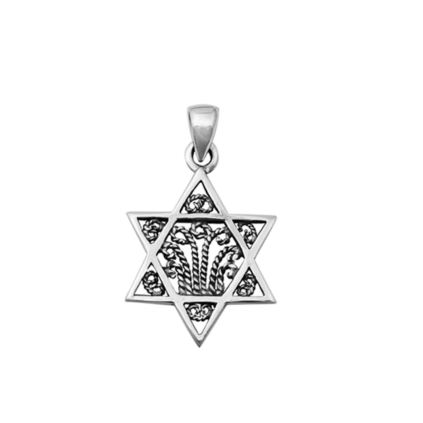 Star of David Filigree Scrolls Pendant in Sterling Silver