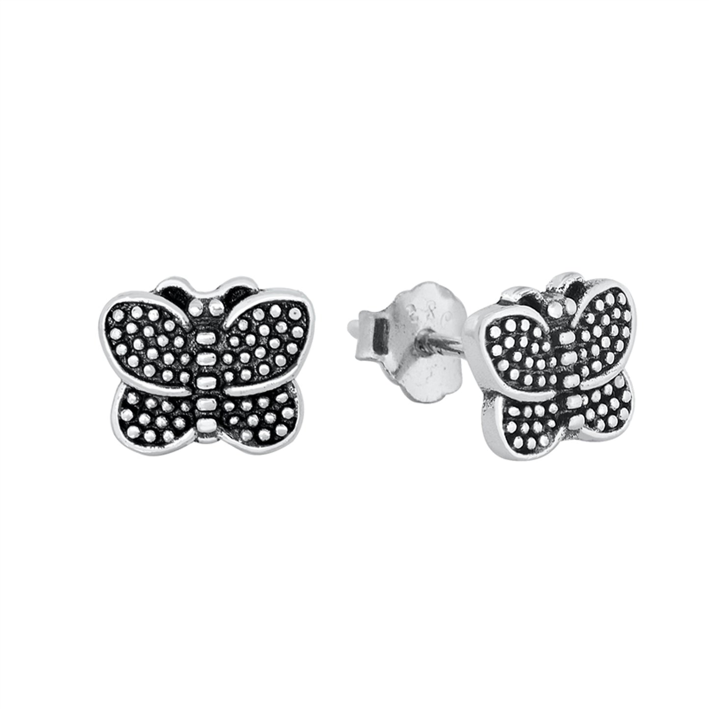 Whimsical Butterfly Stud Earrings in Sterling Silver