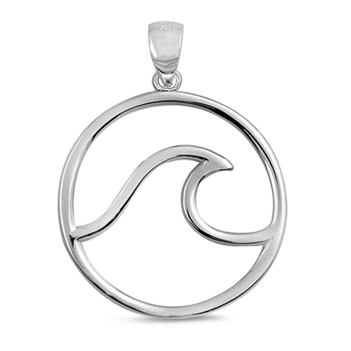 Wave in a Circle Pendant Polish Finish in Sterling Silver