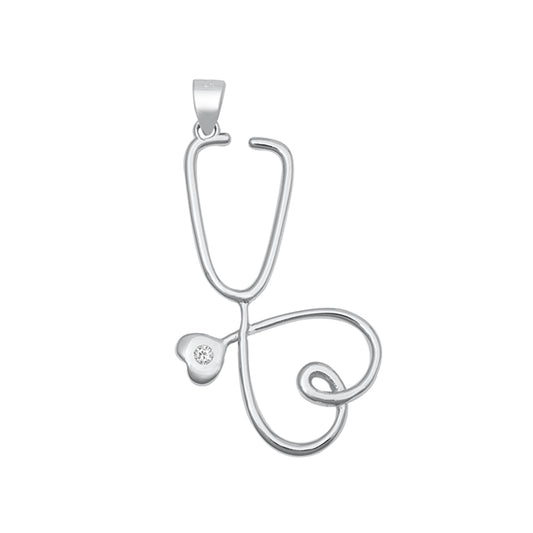 Medical Stethoscope Pendant in Sterling Silver