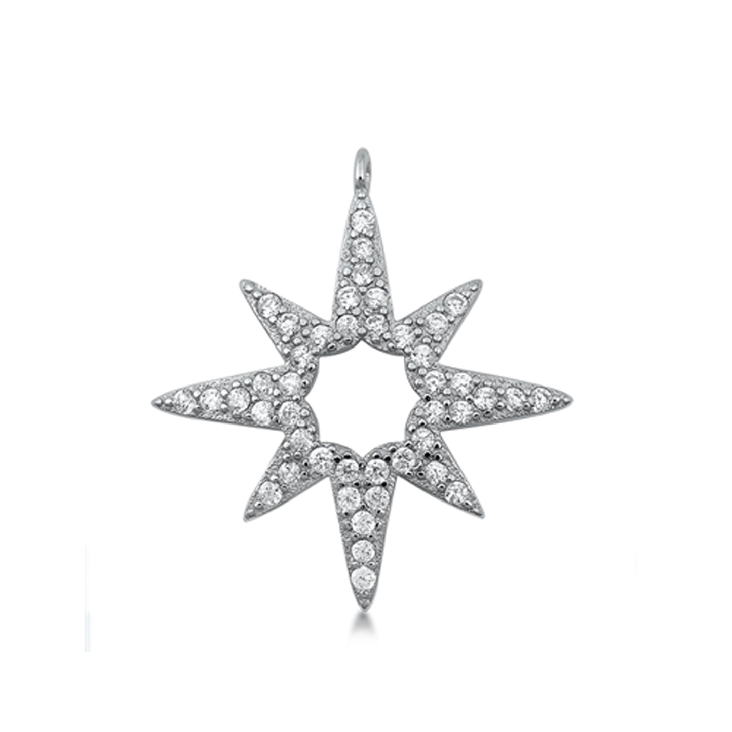 Bethlehem Star Pendant Cubic Zirconia Accent in Sterling Silver