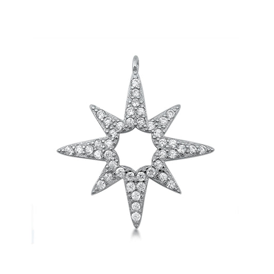 Bethlehem Star Pendant Cubic Zirconia Accent in Sterling Silver