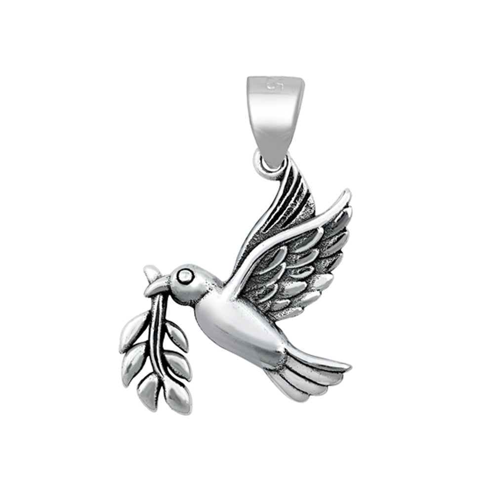 Dove of Peave with Branch Pendant in Sterling Silver