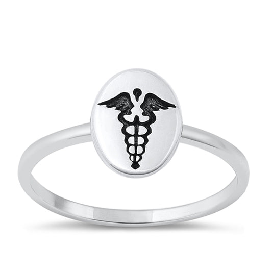 Medical Staff Symbol Ring in Sterling Silver