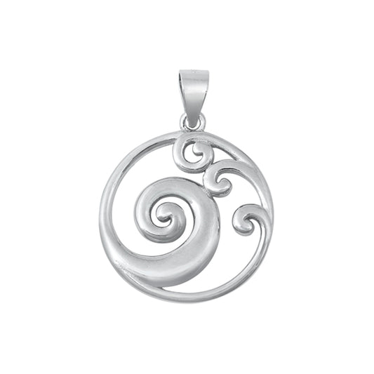 Swirls Circle Pendant in Sterling Silver