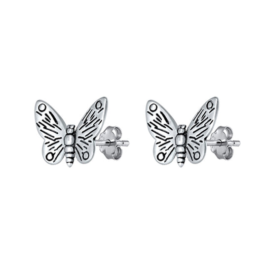 Playful Butterfly Stud Earrings in Sterling Silver