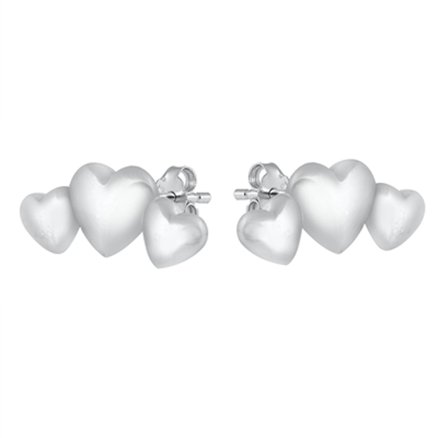 Mom Hearts Stud Earrings in Sterling Silver