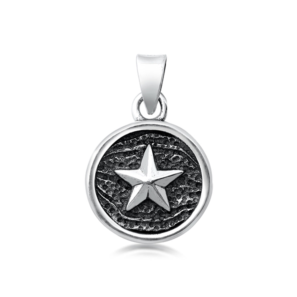 Star in a Circle Pendant in Sterling Silver