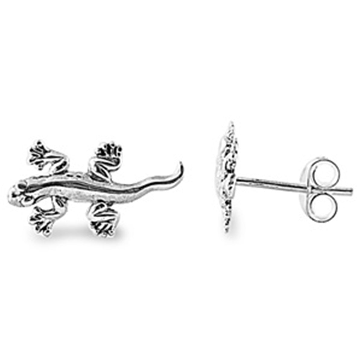 Small Lizard Stud Earrings in Sterling Silver