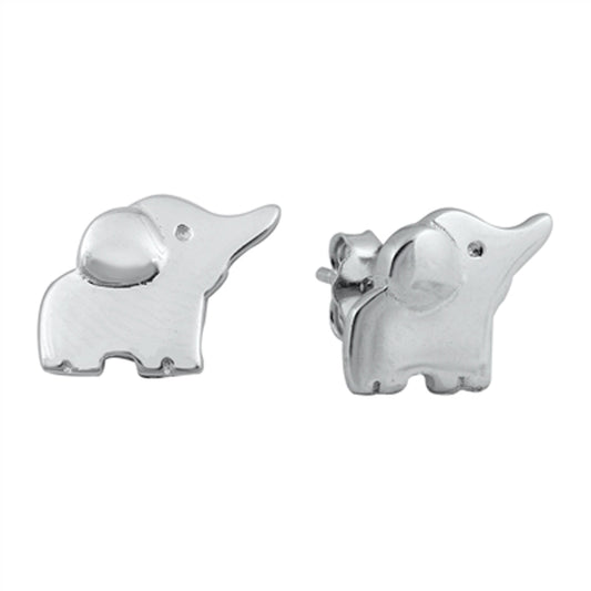 Whimsical Elephant Stud Earrings in Sterling Silver