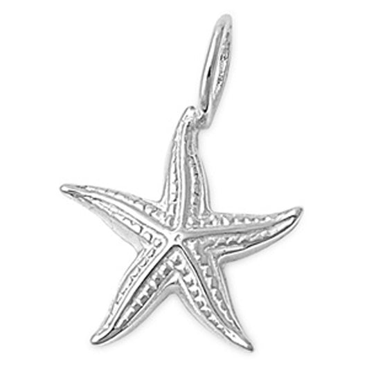 Textured Starfish Pendant in Sterling Silver