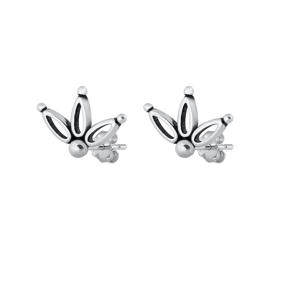 Unique Flower Stud Earrings in Sterling Silver