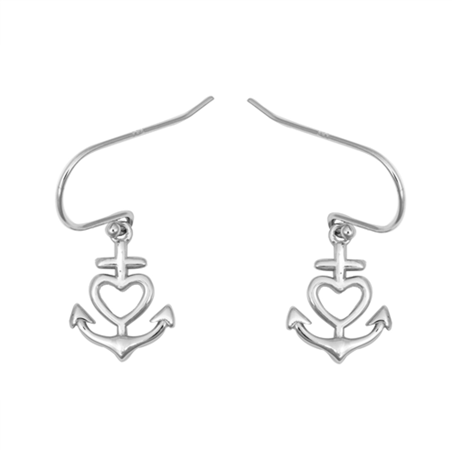 Faith, Hope & Love Anchor Dangle Earrings in Sterling Silver