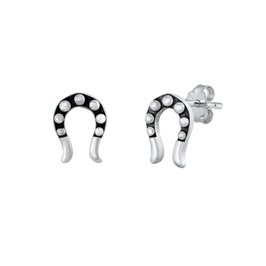 Simple Horseshoe Stud Earrings in Sterling Silver