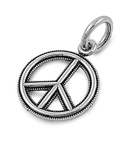 Small Peace Symbol Pendant in Sterling Silver