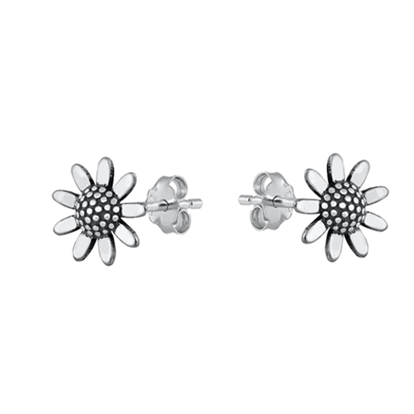 Delicate Sunflower Stud Earrings in Sterling Silver