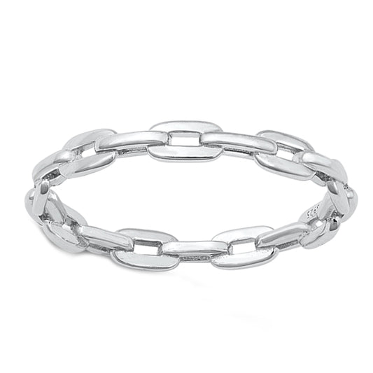 Linked Chains Unique Ring in Sterling Silver