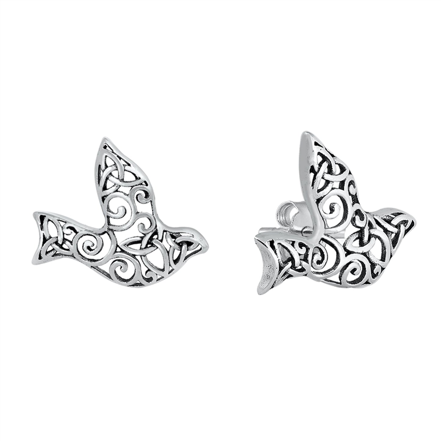 Eye on the Sparrow Intricate Stud Earrings in Sterling Silver