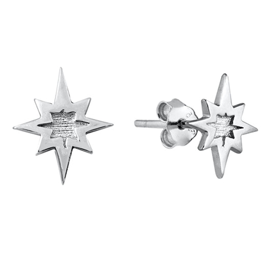 Bethlehem Star Stud Earrings in Sterling Silver