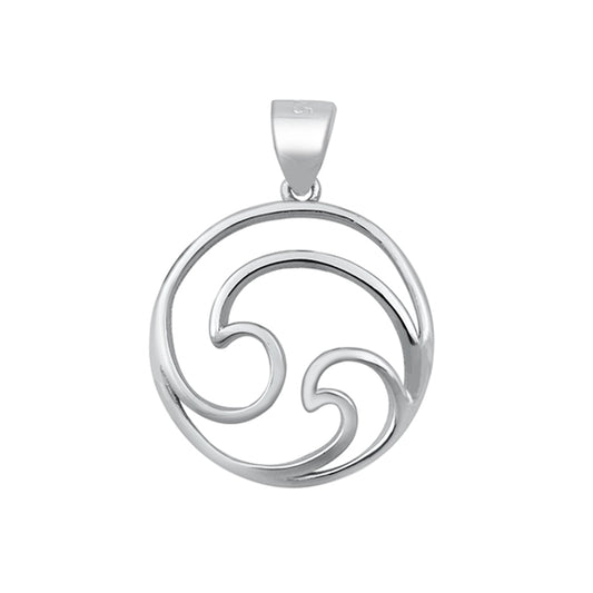 Tidal Wave Circle Pendant Polish Finish in Sterling Silver