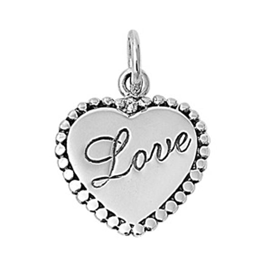 Love Engrave Heart Pendant in Sterling Silver