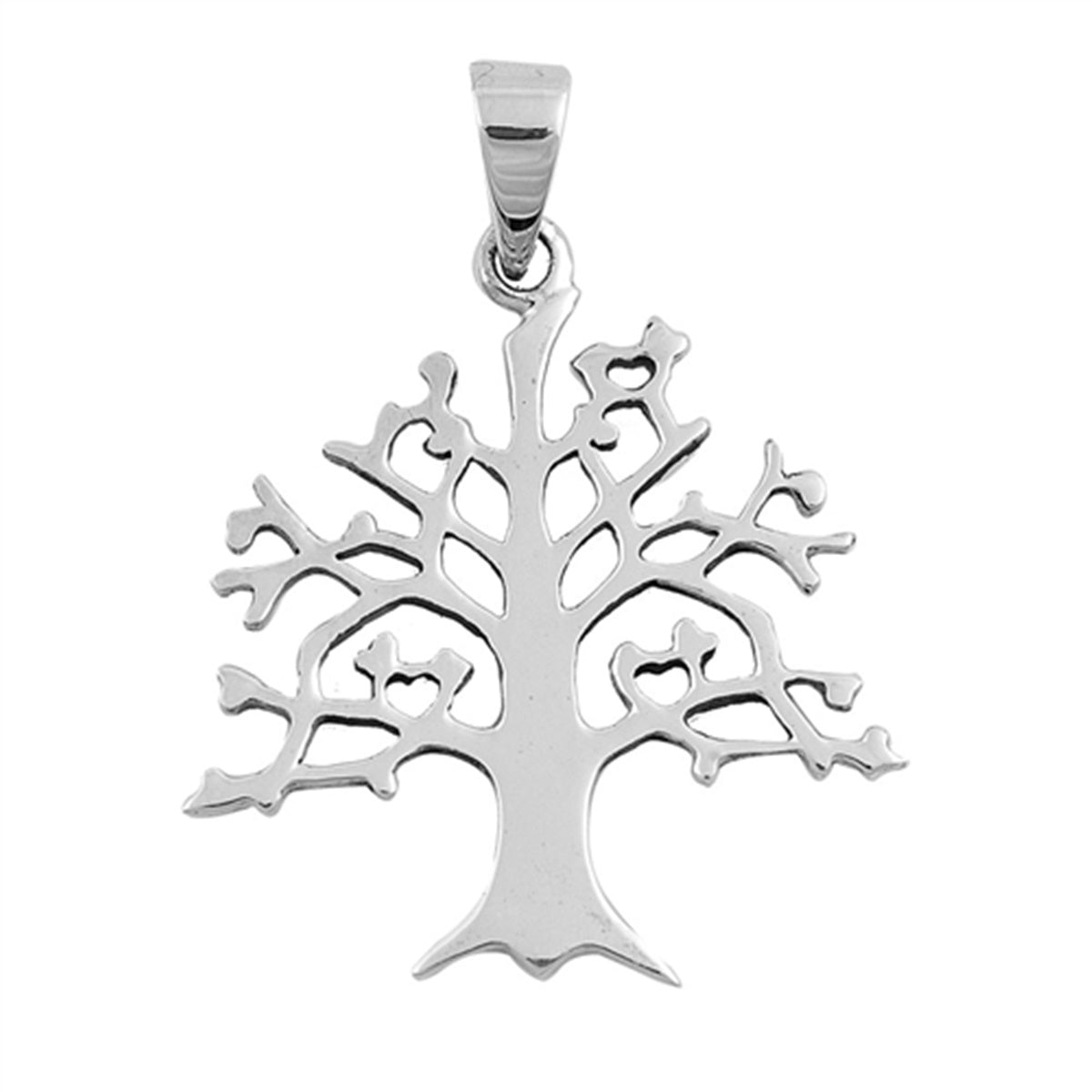 Flat Plain Tree Pendant in Sterling Silver