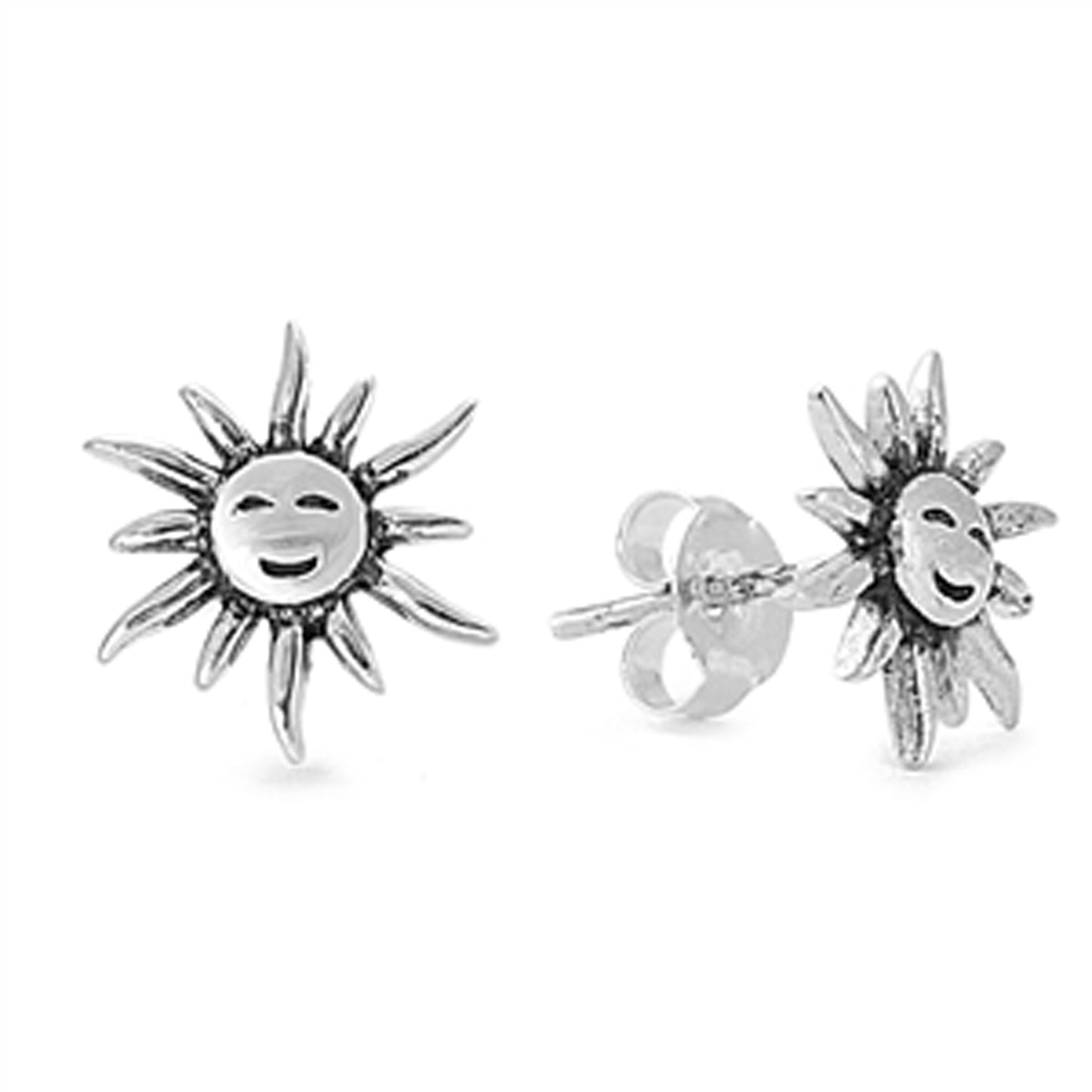 Sun Stud Earrings in Sterling Silver