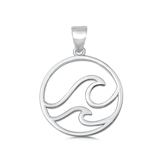 Tidal Waves Circle Pendant in Sterling Silver