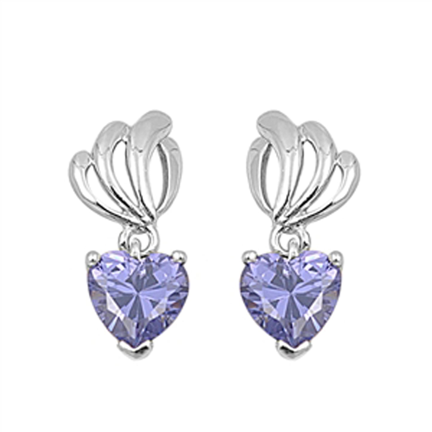 Heart Shaped Cubic Zirconia Short Dangle Earrings in Sterling Silver