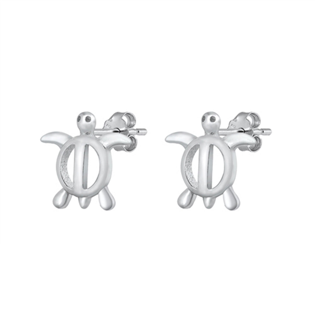 Turtle Stud Earrings in Sterling Silver