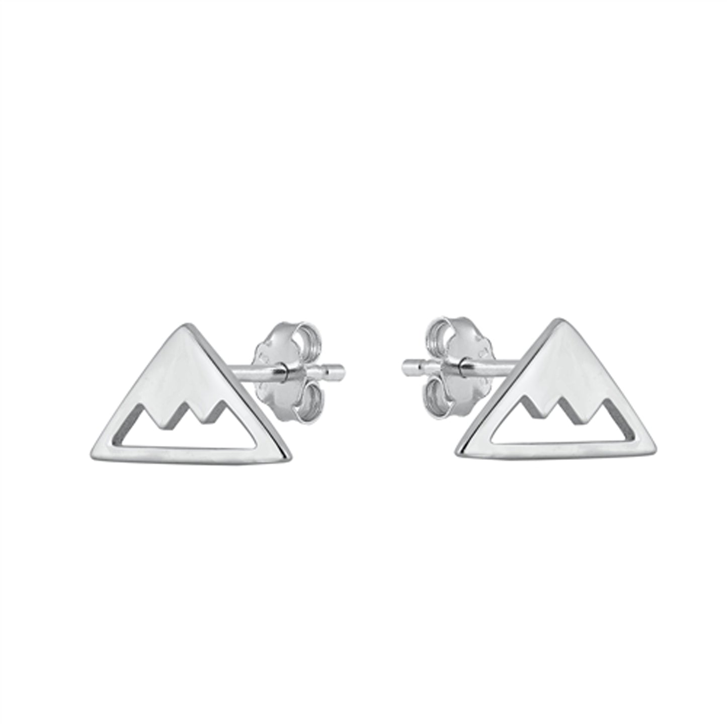 Triangle Mountain Stud Earrings in Sterling Silver