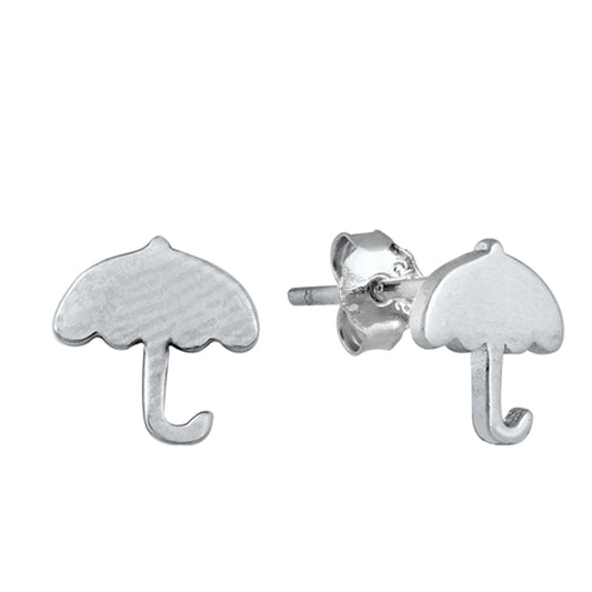 Open Umbrella Stud Earrings in Sterling Silver