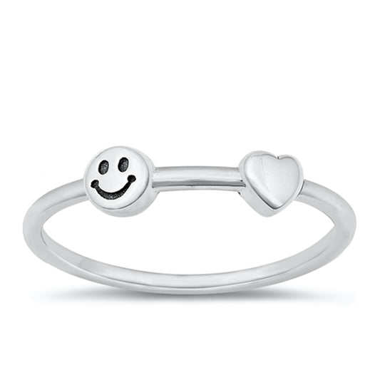 Lovable Smiling Face Stackable Ring in Sterling Silver