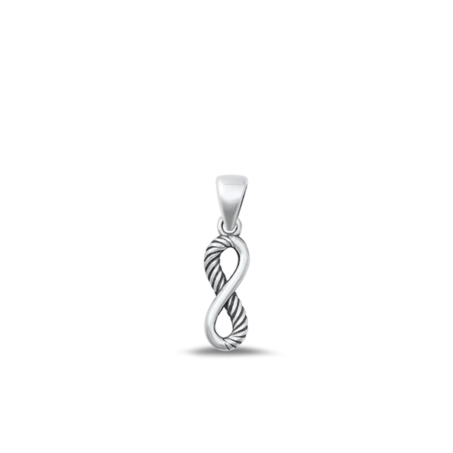 Ribbed Small Infinity Pendant in Sterling Silver