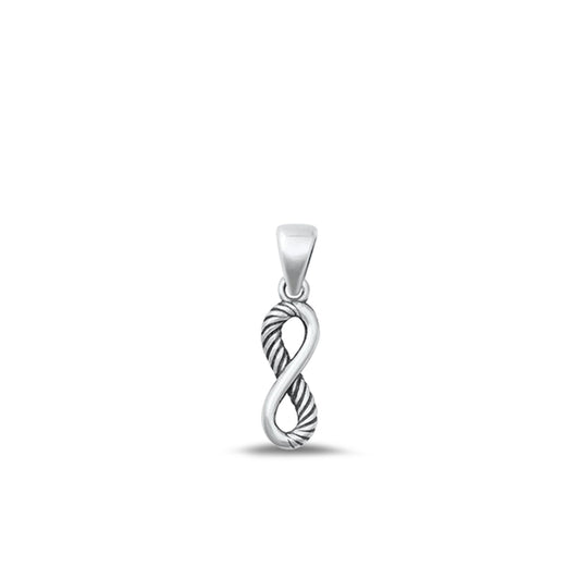 Ribbed Small Infinity Pendant in Sterling Silver