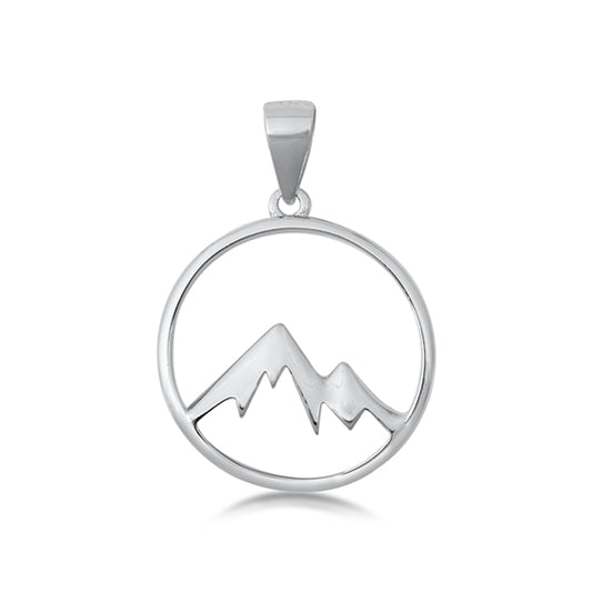 Snowy Alps Round Pendant in Sterling Silver