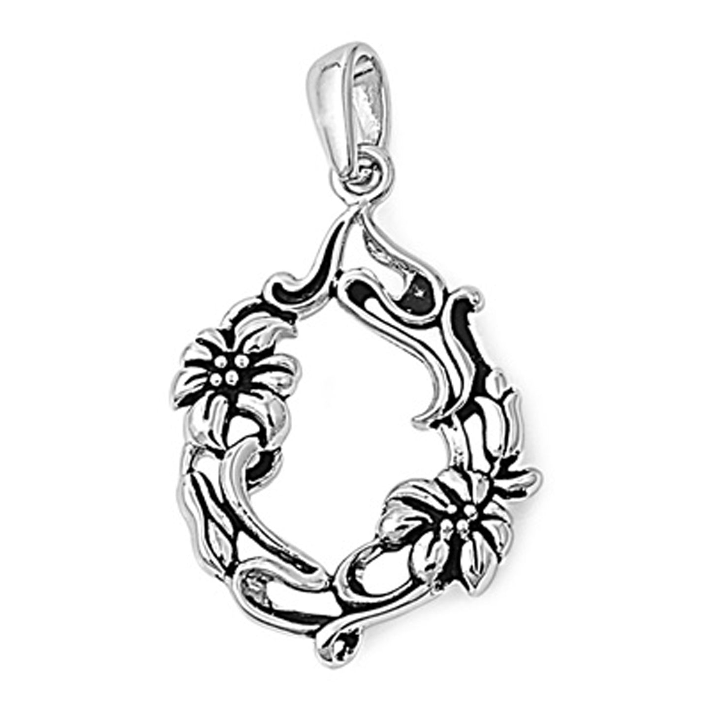 Floral Garland Pendant in Sterling Silver