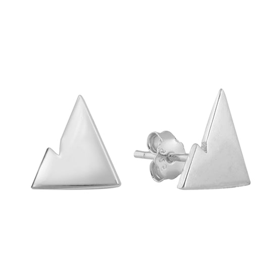 Flat Mountain Stud Earrings in Sterling Silver