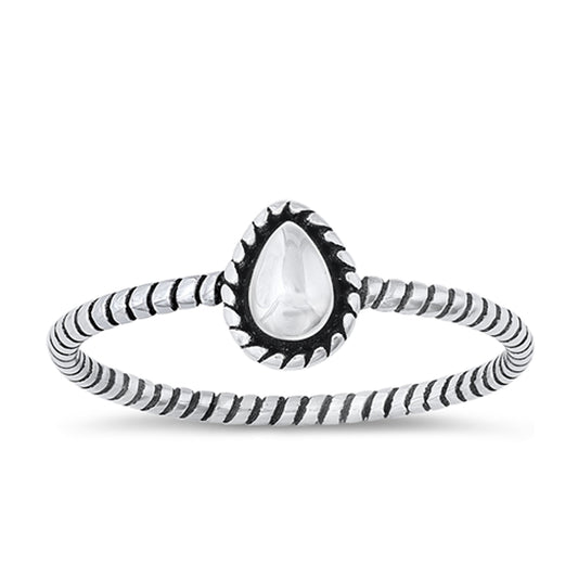 Twisted Drop Antique Ring in Sterling Silver